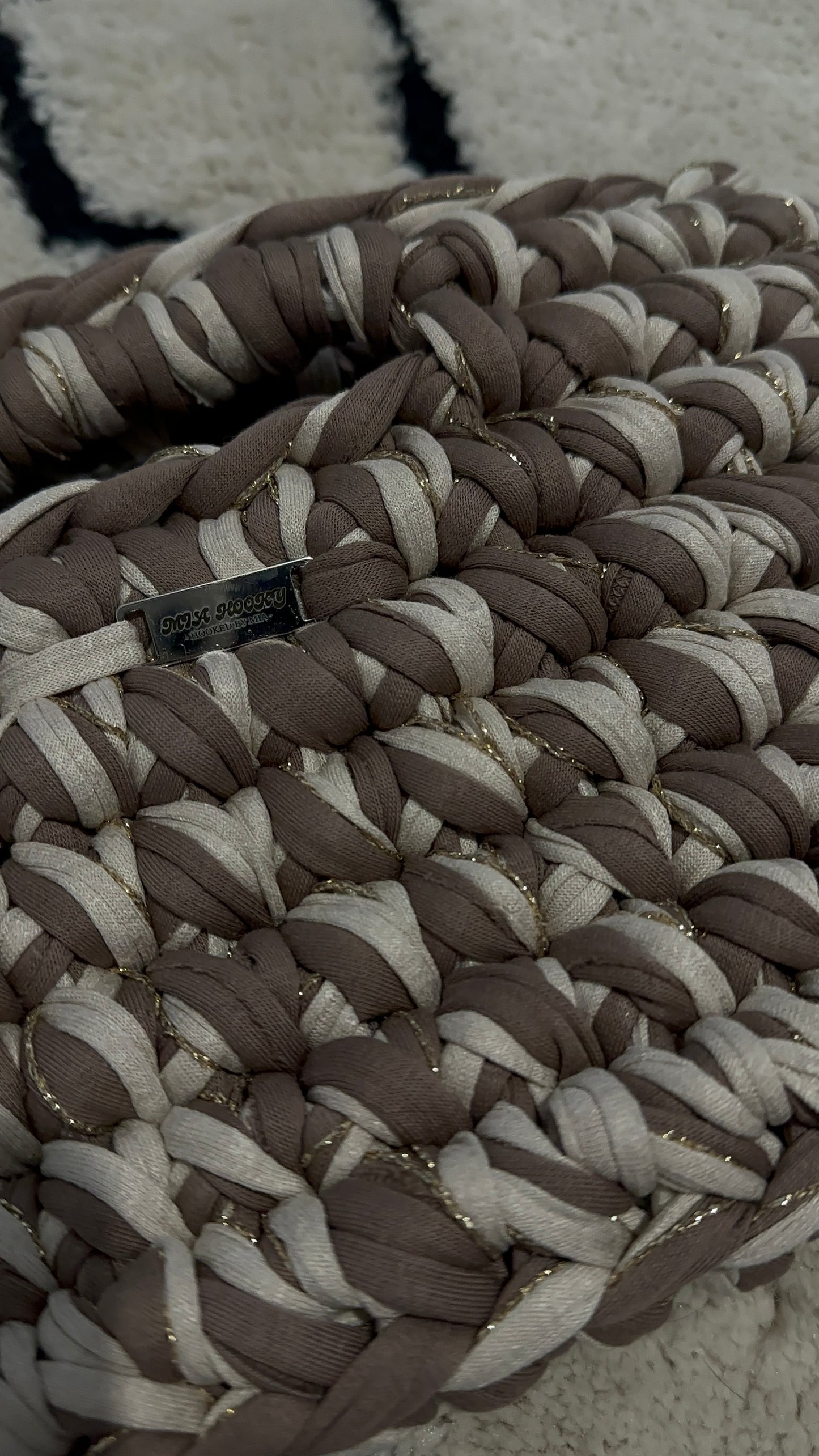 Oceane Médium - Beige et taupe + Fil doré