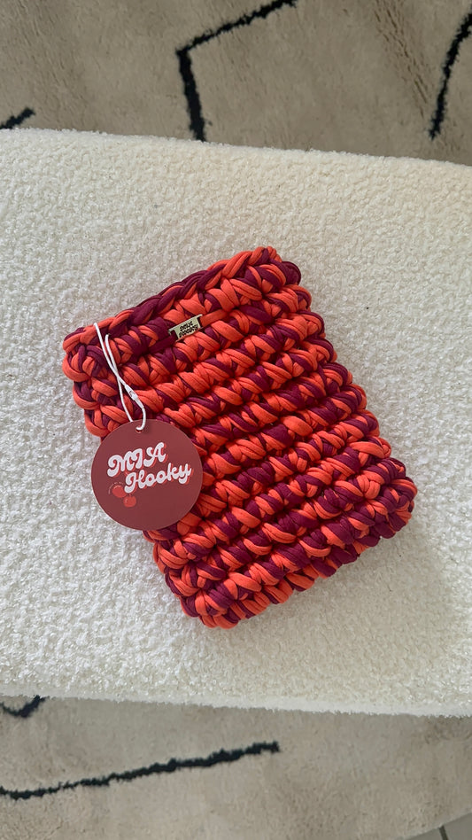 Pochette de livre/liseuse - orange/bordeaux