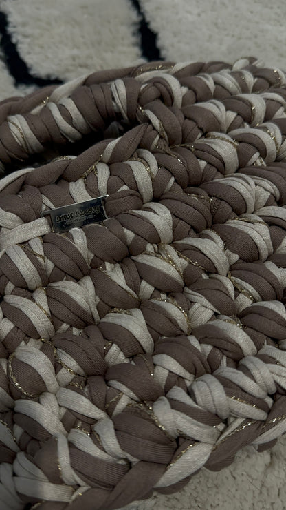 Oceane Médium - Beige et taupe + Fil doré